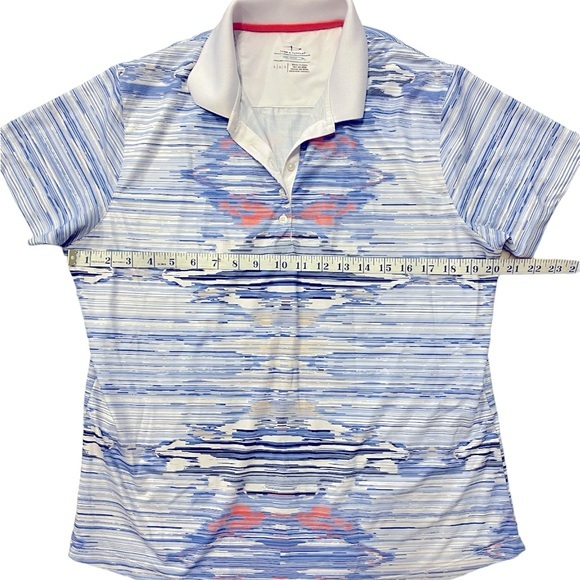PAGE & TUTTLE Mens Cool Swing Golf Polo Shirt Blue White Abstract Pattern Size L - Picture 3 of 6